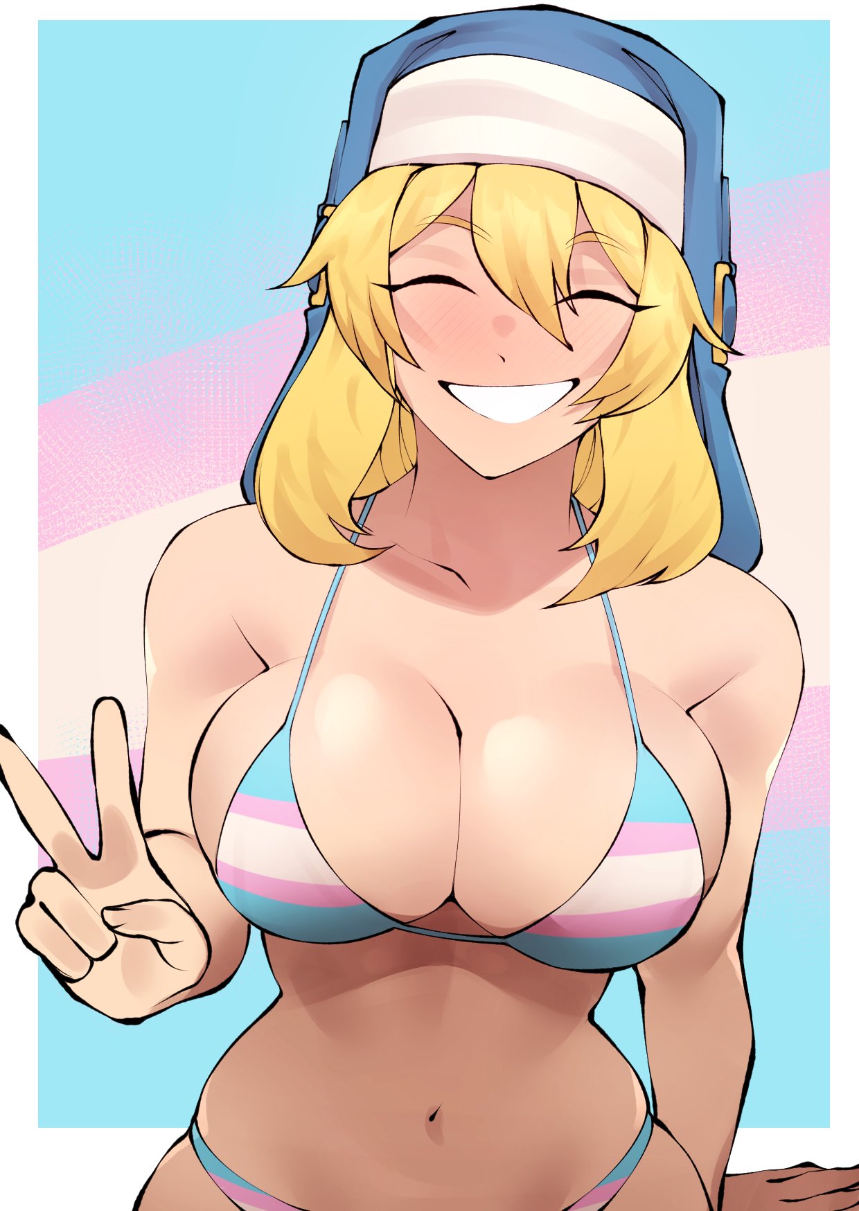 Rule 34 - Big Breasts Bra Bridget Female Guild Wars Guilty Gear Peace Sign  Pride Color Accessory Pride Color Clothing Smile Sole Female Toothy Grin  Transgender Transgender Pride Colors Transgender Woman | 7792485