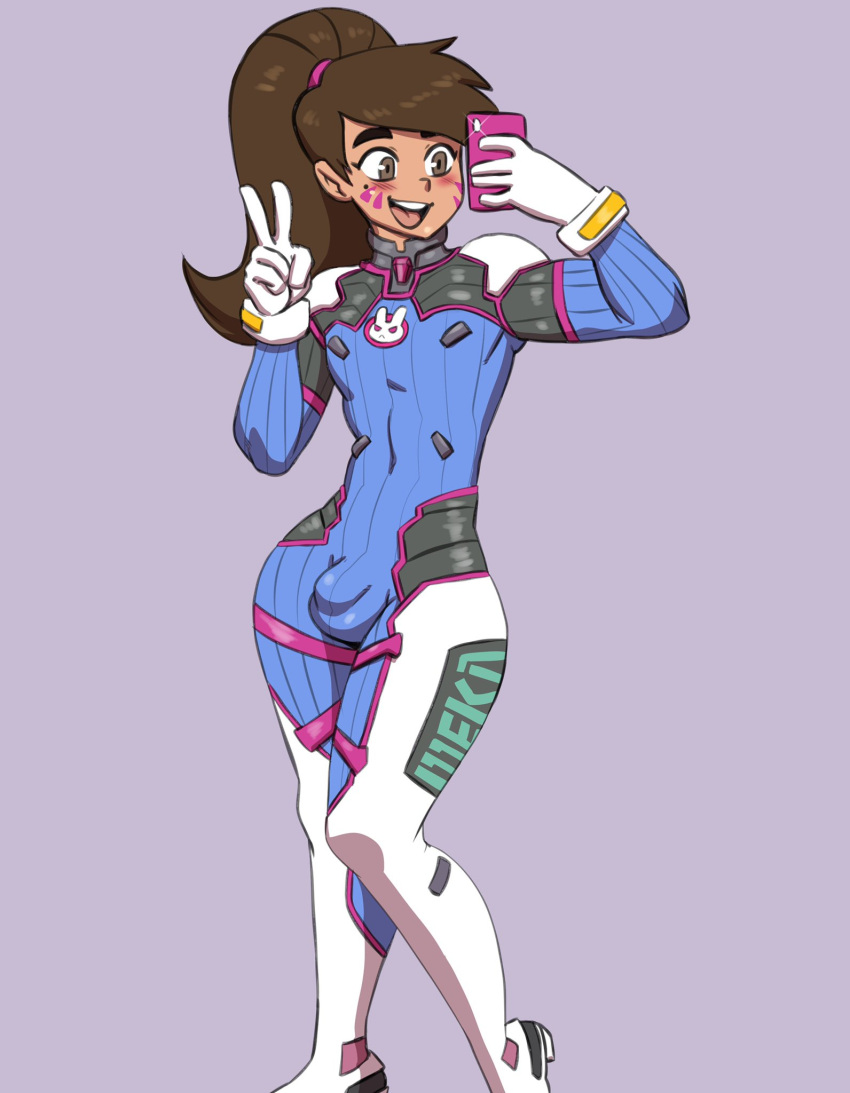 Rule 34 - 1femboy Brown Eyes Brown Hair Bulge Bulge Through Clothing  Clothing Cosplay Costume Crossplay D.va (cosplay) Darkeros13 Femboy Femboy  Only Girly Hair Hips Marco Diaz Overwatch Peace Sign Penis Bulge