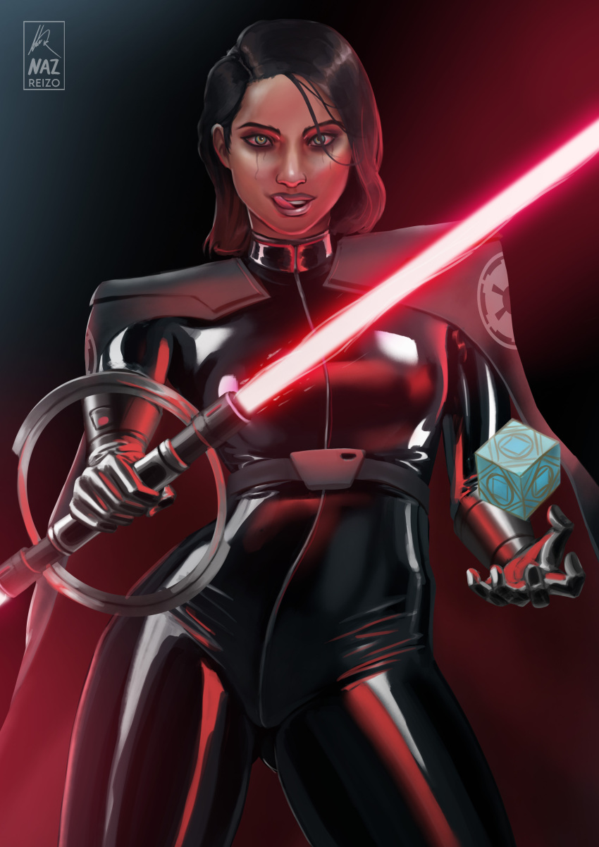 Rule 34 - 1girls Dark-skinned Female Dark Skin Female Female Focus Female  Only Holocron Inquisitor Inquisitor (star Wars) Jedi: Fallen Order Latex  Latex Bodysuit Latex Clothing Licking Lips Lightsaber Nazreizo (artist)  Second