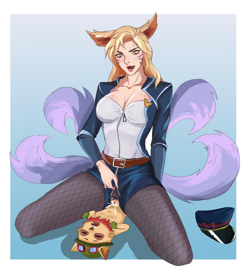 Rule 34 - Ahri Black Legwear Blonde Hair Breasts Clothed Clothed Female Nude  Male Clothed Sex Cowgirl Position Cum Cum In Pussy Cum Inside Fishnet  Legwear Fishnet Stockings Fishnets Fox Ears Fox