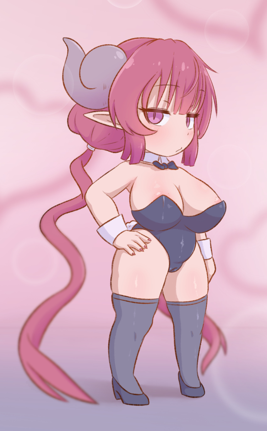 Rule 34 - 1girls Big Breasts Breasts Bunnysuit Busty Female Greatm8 Ilulu  (dragon Maid) Looking Down Miss Kobayashis Dragon Maid Monster Girl Pink  Hair Pussy Visible Through Clothes Red Eyes Shortstack Smaller