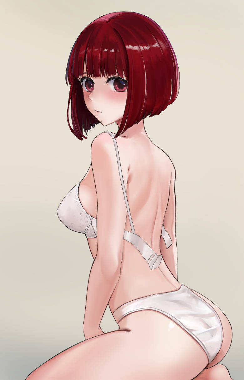 Rule Arima Kana Ass Bare Back Bare Shoulders Blunt Bangs Blush Bob