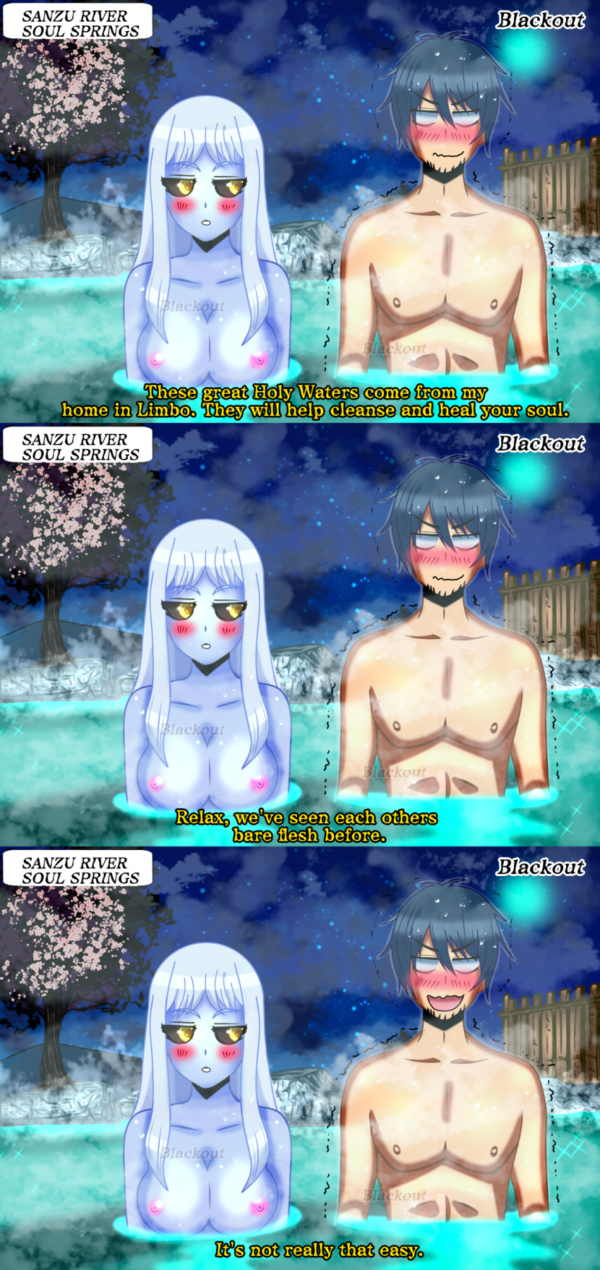 Rule 34 1boy 1girl 1girls Bangs Bare Shoulders Bath Bathing Black