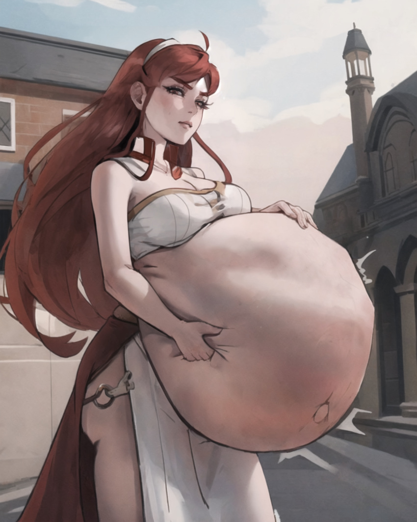 Rule 34 - 1girls Ai Generated Breasts Dress Eris Boreas Greyrat Female Hand  On Belly Light-skinned Female Long Hair Looking At Viewer Mushoku Tensei  Oral Vore Pinching Belly Red Eyes Red Hair