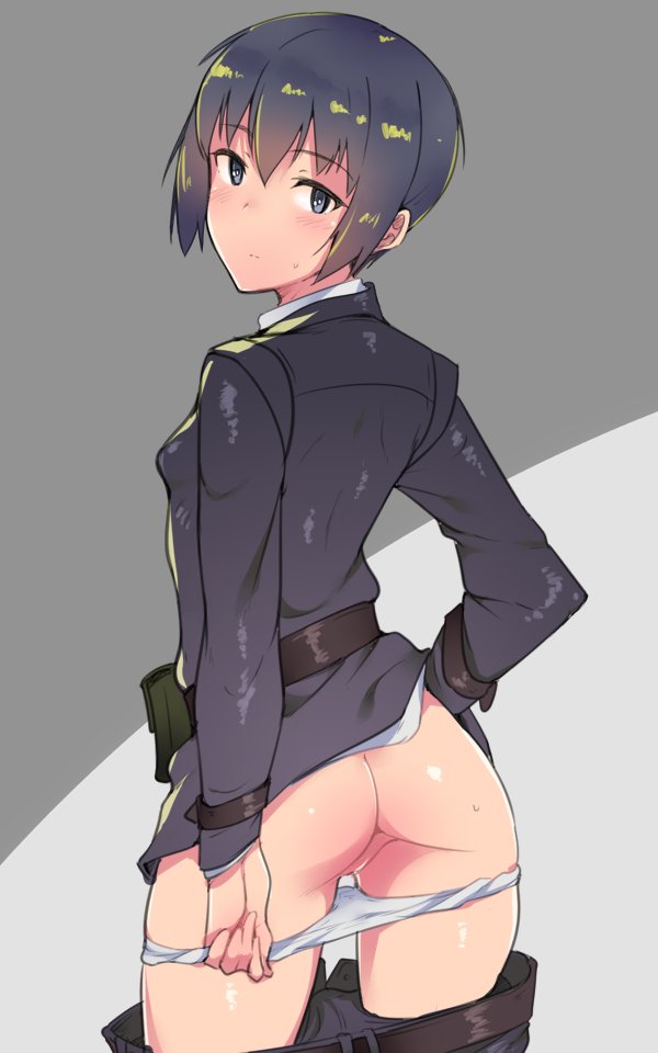 Rule Girls Ass Belt Black Eyes Black Hair Black Pants Em