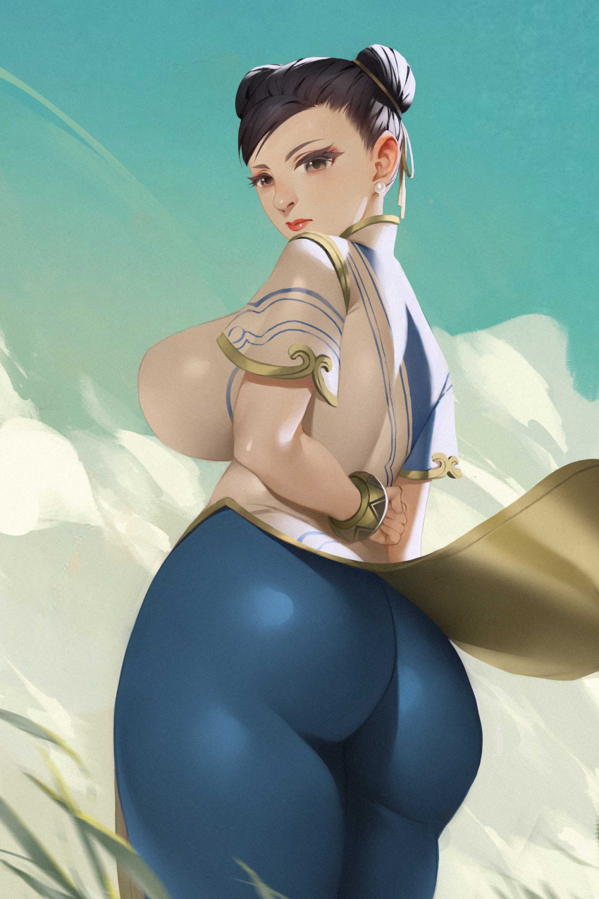 Rule Absurdres Ass Black Hair Bracelet Breasts Brown Eyes Capcom