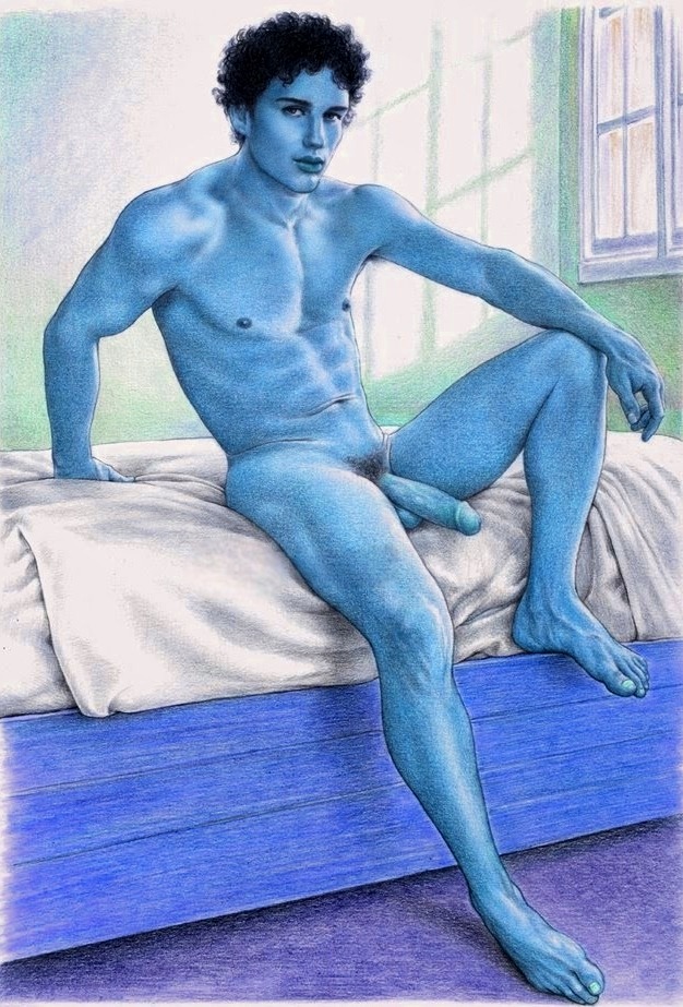 Rule 34 Bed Blue Body Blue Nipples Blue Skin Completely Naked