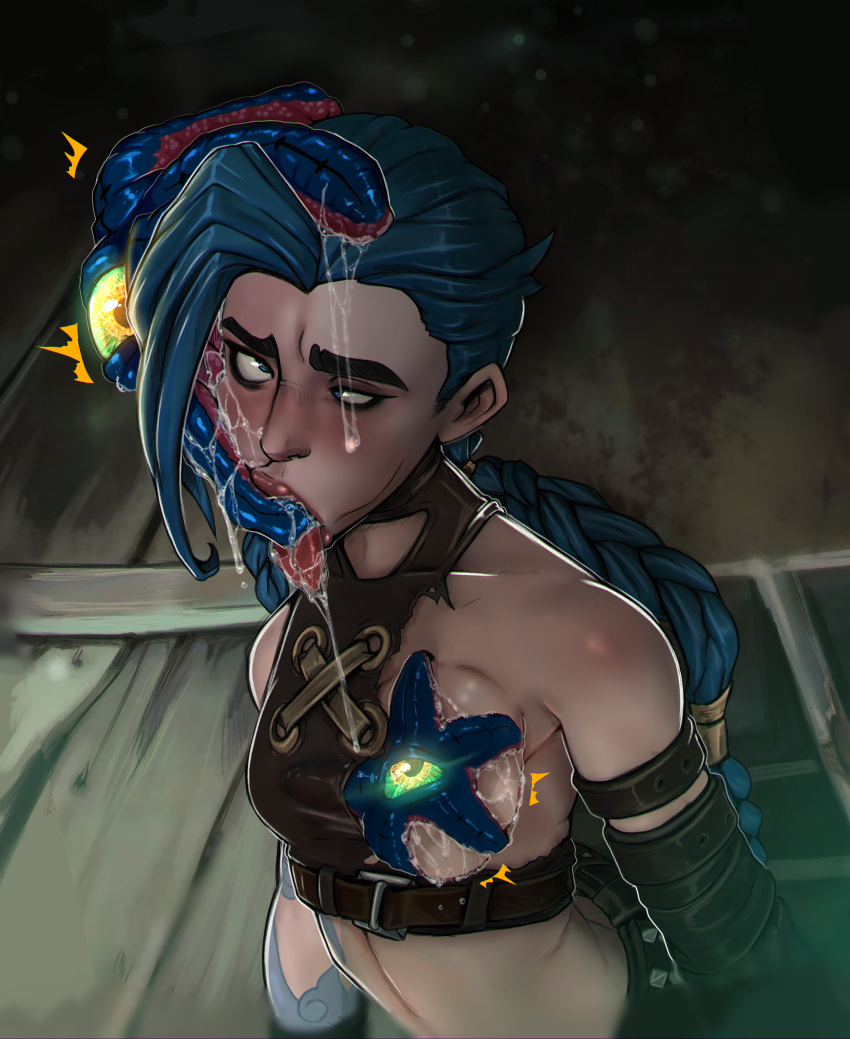 Rule 34 Ahe Gao Arcane Arcane Jinx Blue Eyes Blue Hair Braid