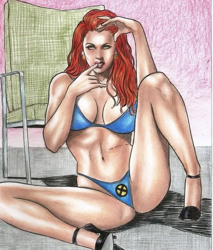 Rule 34 Bikini Bra Jean Grey Lewd Marvel Marvel Comics Marvel Girl