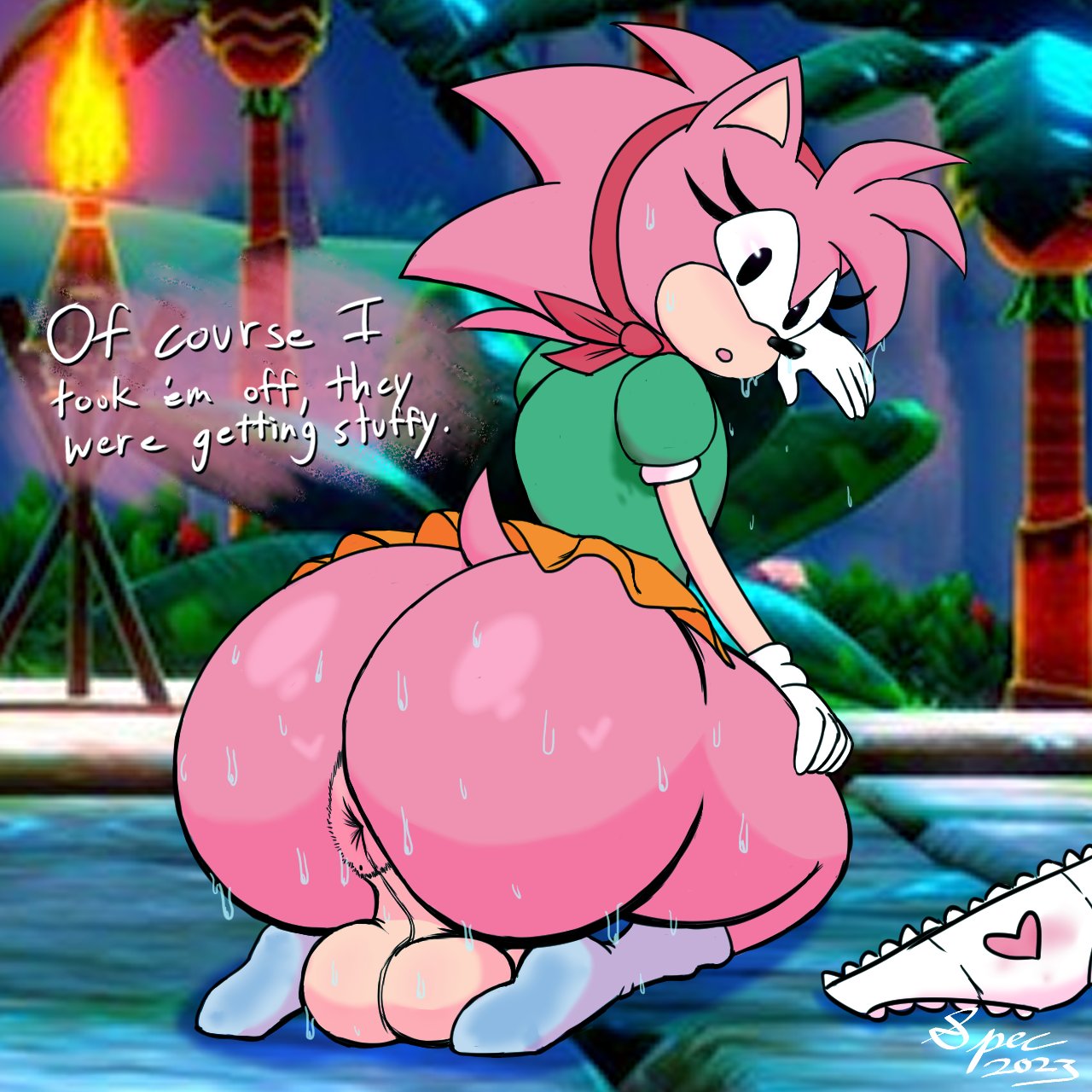 Rule Futa Amy Rose Anthro Anus Back Back View Balls Big Ass