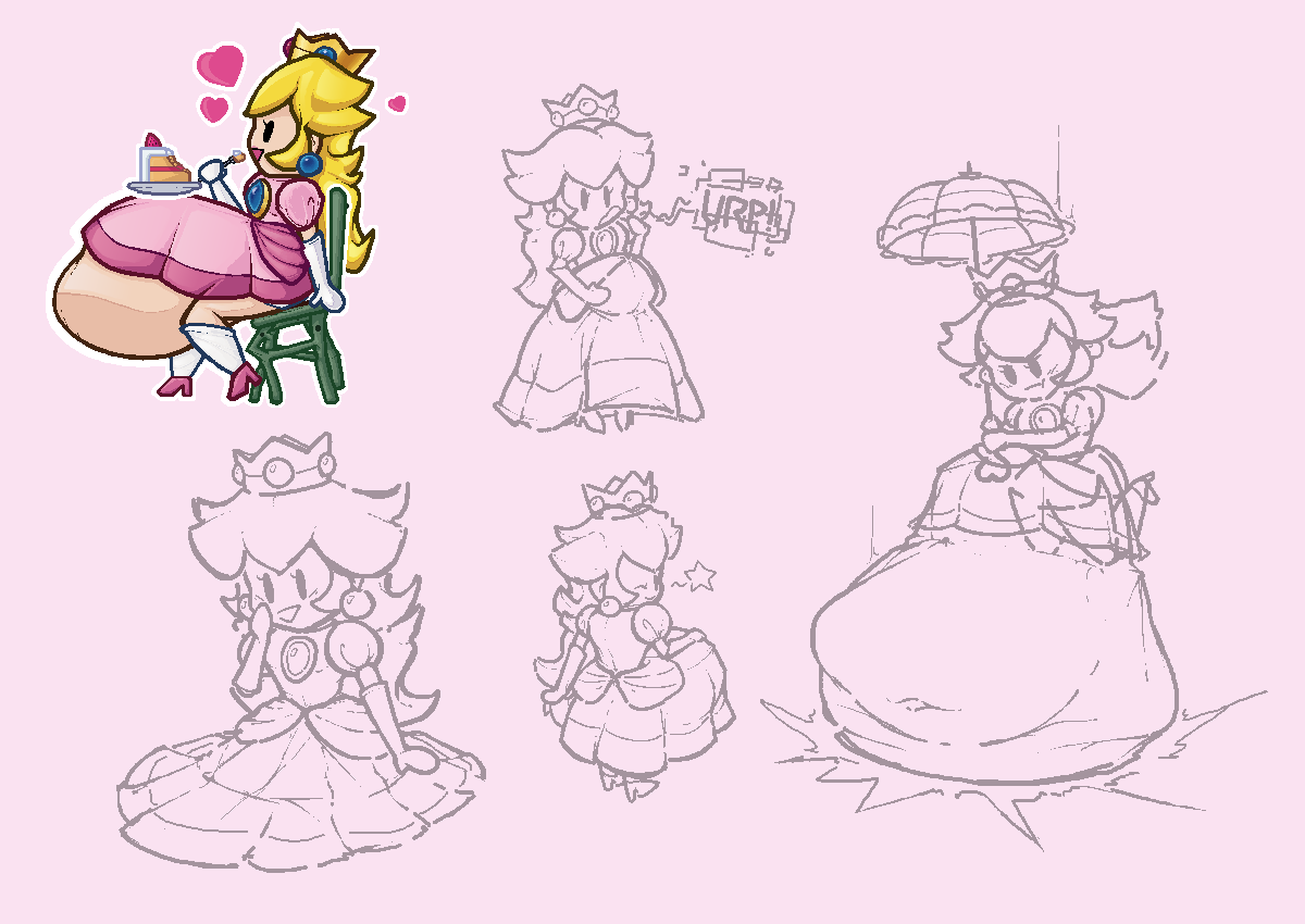 Rule 34 Big Belly Burp Burping Paper Mario Paper Peach Princess Peach