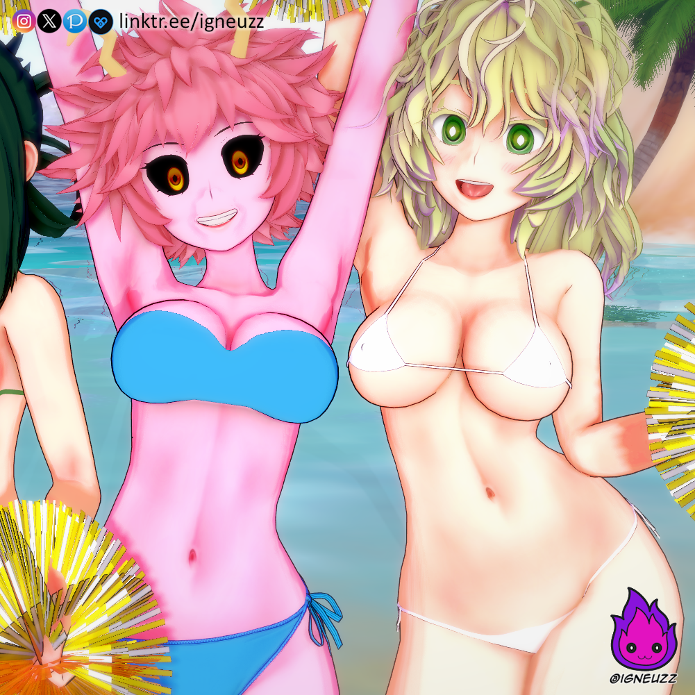 Rule 34 3d 6 Girls 6girls Ashido Mina Asui Tsuyu Bikini Bikini Bottom