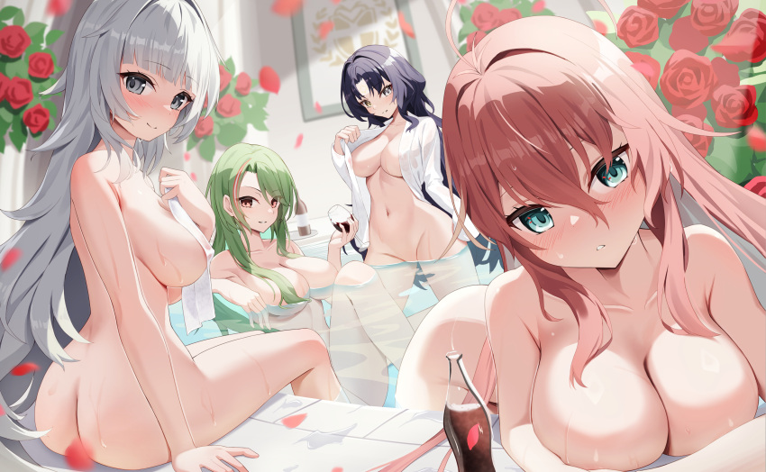 Rule Girls Azur Lane Bathhouse Belly Button Black Hair Blue Eyes