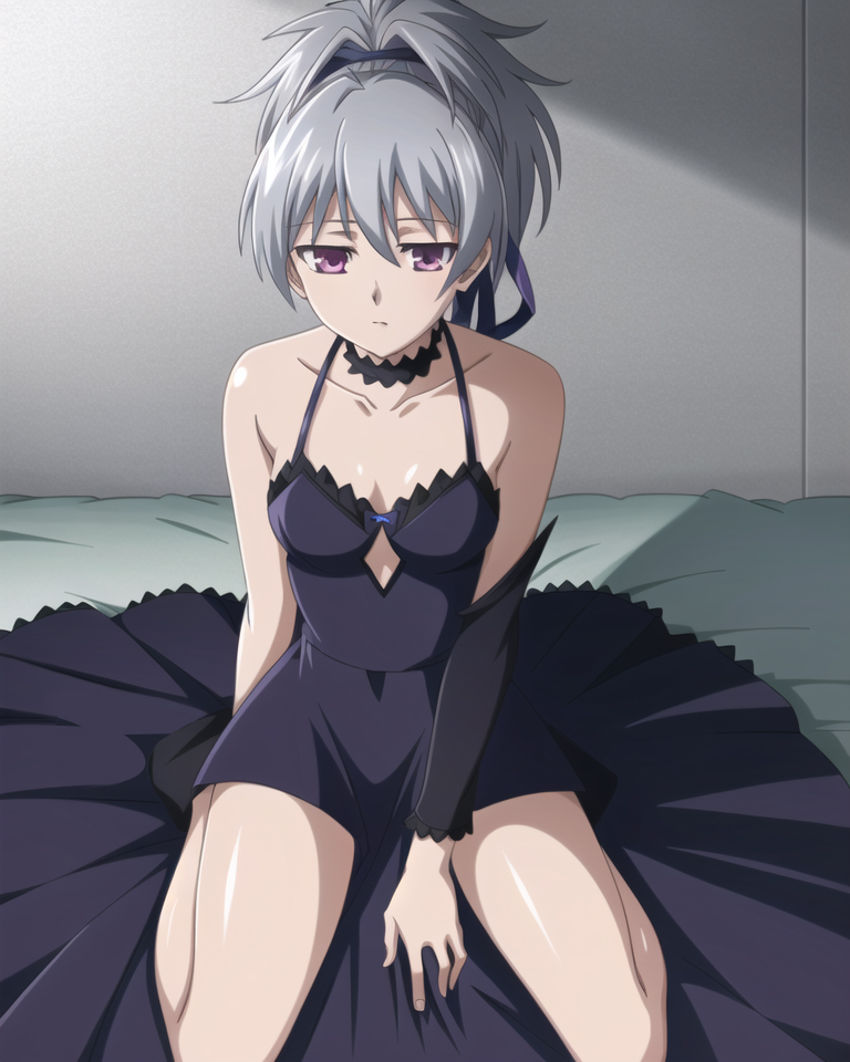 Rule 34 – arm behind back black dress blind boob window clavicle darker than black female hair ornament kuudere looking at viewer ponytail posing silver hair small breasts violet eyes yin (darker than black) | 7752427