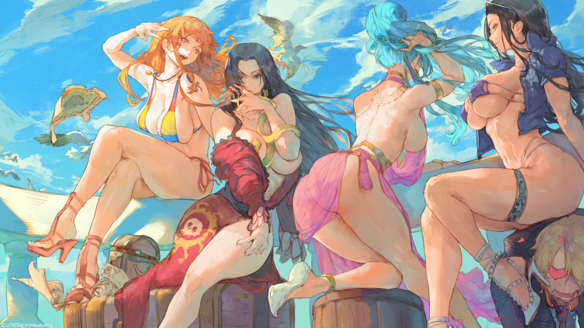 Rule 34 – 1boy 4girls absurd res ass black hair blue hair boa hancock breasts cutesexyrobutts dat ass detailed background eyepatch bikini female female focus hi res huge ass huge breasts light-skinned female light skin long hair nami nefertari vivi nico robin one piece orange hair thick thighs vinsmoke sanji wide hips | 7770966