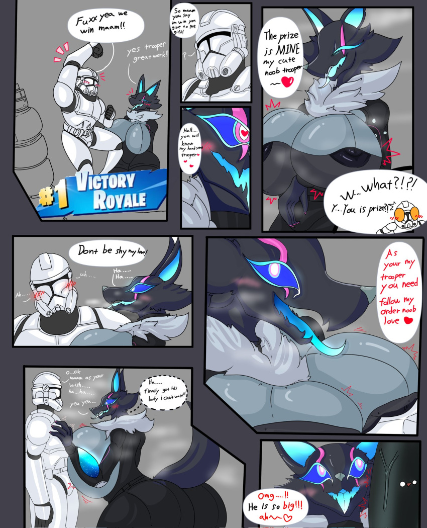 Rule 34 – anthro areola armor ass big breasts big butt big penis black body blush breasts canid canine canis clothing comic dialogue duo english text epic games female fortnite fur genitals headgear heart helmet hi res huge breasts huge butt huge cock human hyper hyper breasts hyper butt male mammal nipples pack leader highwire penis speech bubble star wars stormtrooper text tongue vein veiny penis vf-01s wide hips wolf | 7978812