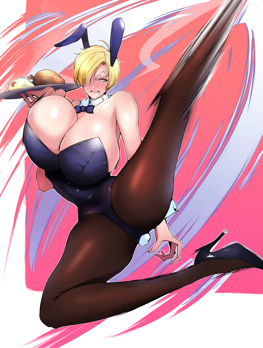Rule 34 – action pose anger vein angry big breasts blonde hair blush bowtie breasts bigger than head bunny ears bunny girl bunny tail bunnysuit cigarette cleavage clenched teeth detached collar female female only full body genderswap (mtf) gigantic breasts hair over one eye high heels high kick huge breasts kicking leg up one piece pantyhose romo (samesameyeah) rule 63 samesameyeah short hair solo thick thighs tray very short hair vinsmoke sanji | 7896185