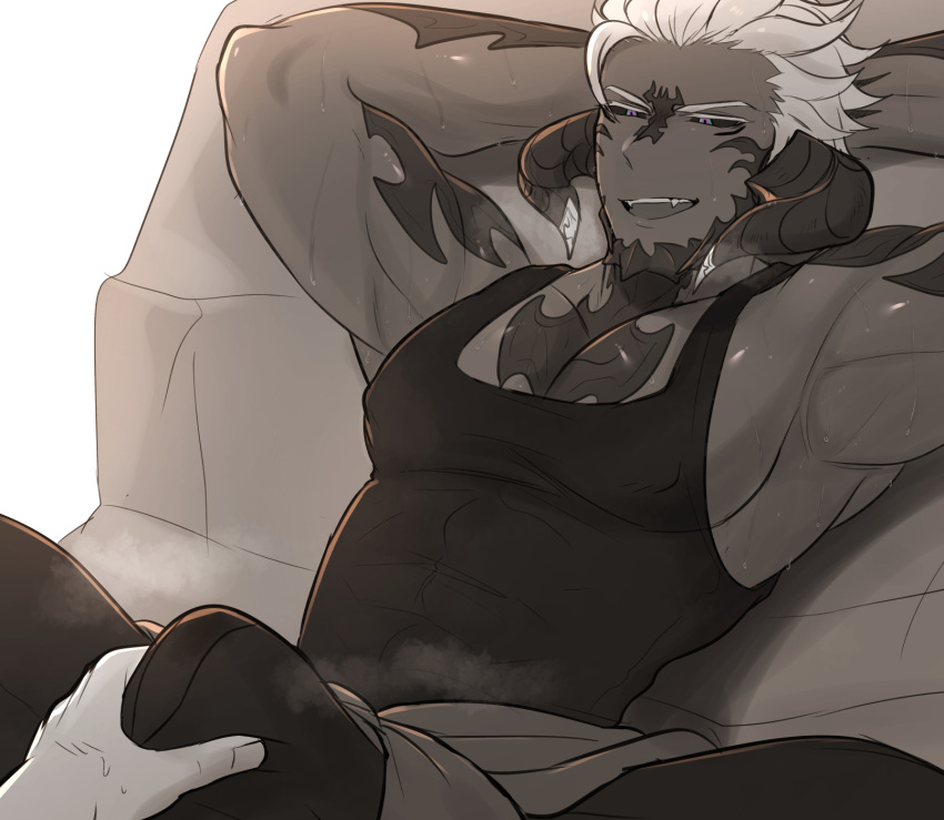 Rule 34 – animal humanoid au ra biceps bodily fluids bulge bulge fondling bulge grab clothed clothing clothing around waist eyebrows final fantasy final fantasy xiv fingers grin hair hand on bulge hands behind head hi res horn horned humanoid humanoid leaning leaning back legwear looking down male male only muscular muscular male nawu (toumator18) nipple outline pecs scalie scalie humanoid shirt simple background sitting smile solo focus spread legs spreading square enix sweat tank top topwear toumator18 white background | 8069147