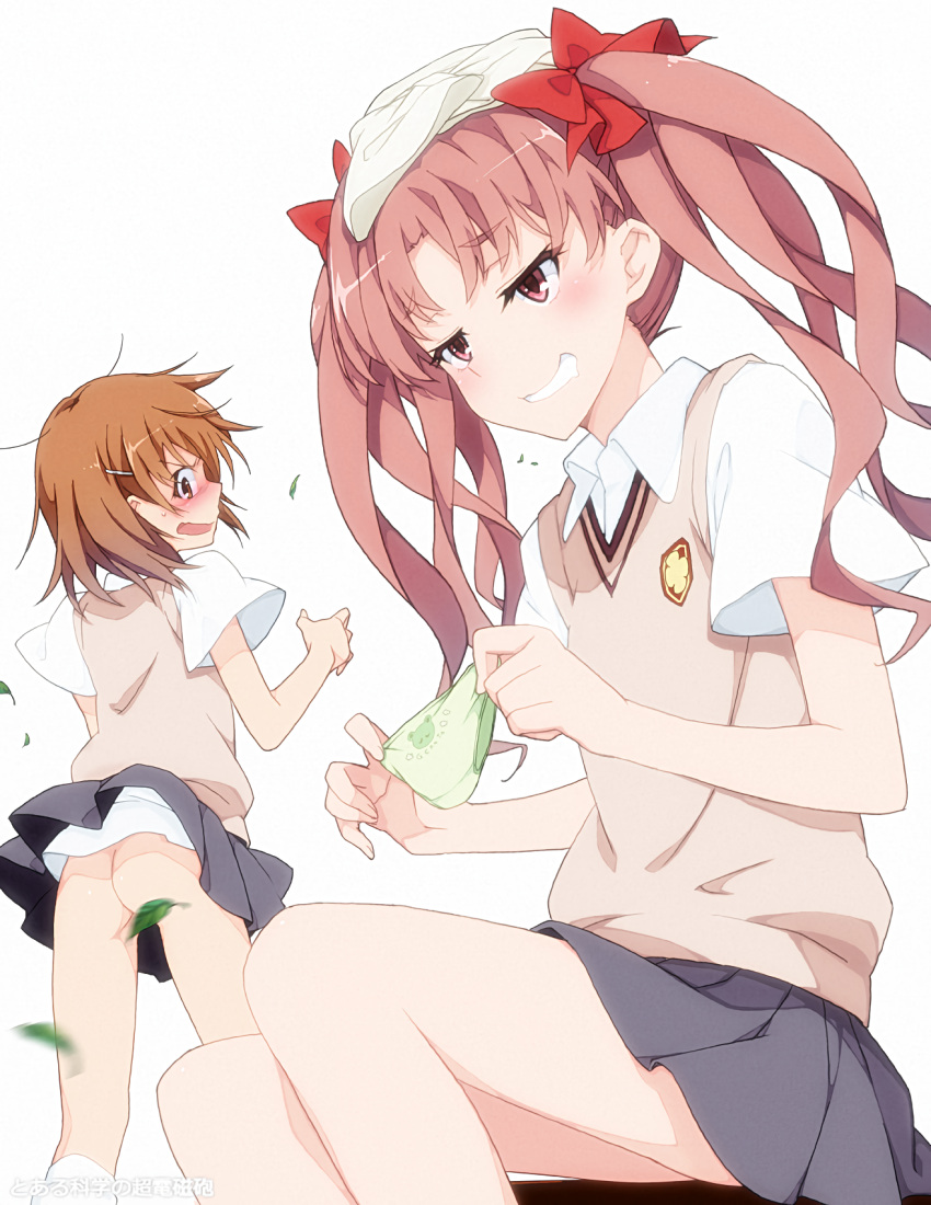 Rule 34 – 10s 2013 2girls accidental exposure animal print ass bare ass blush bow brown eyes brown hair censored clothes theft convenient censoring crotch seam embarrassed female pervert frog print gekota green panties hair ornament hair ribbon hairbow hairclip hairpin hi res holding holding clothes holding panties holding underwear leaf leaf censor long hair misaka mikoto multiple girls no panties open mouth panties panties removed pervert print panties red bow ribbon saipaco school uniform schoolgirl shirai kuroko short hair shorts sitting skirt socks standing sweater vest teenage girl teenager teleportation theft to aru kagaku no railgun to aru majutsu no index tokiwadai school uniform twintails underwear underwear theft wardrobe error wardrobe malfunction white background young | 7867271