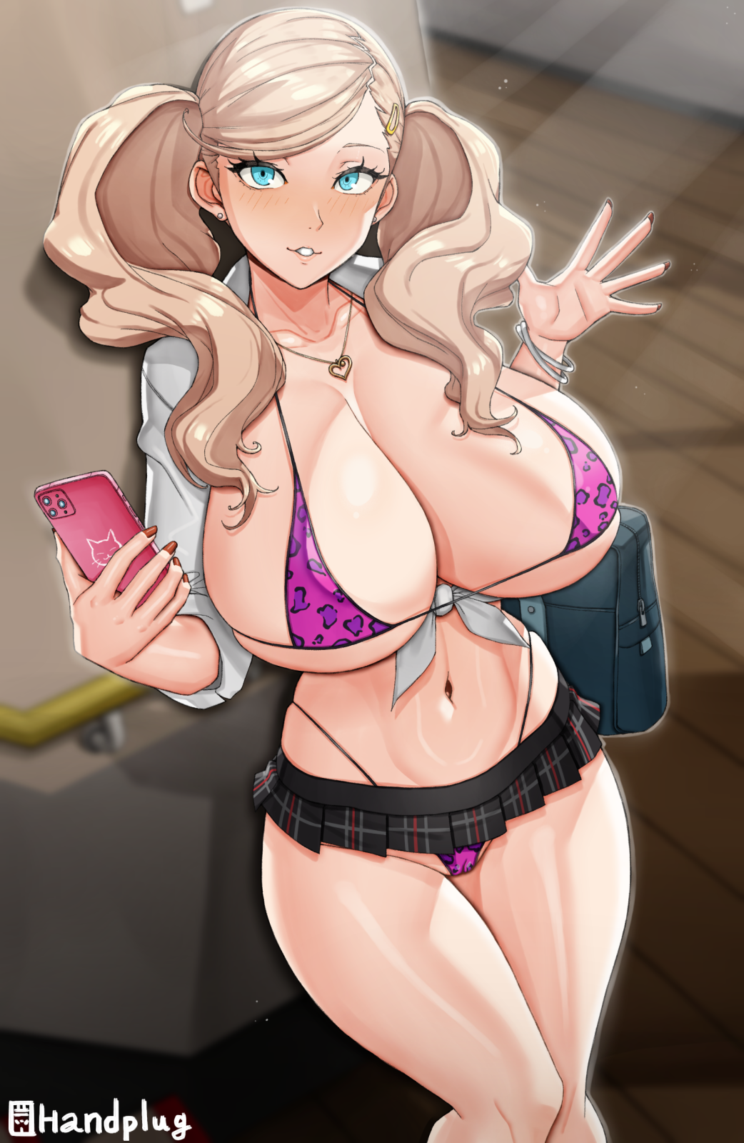 Rule 34 - 1girls Ann Takamaki Atlus Blonde Hair Breasts Female Gyaru  Handplug Hips Huge Breasts Long Hair Naughty Face Persona Persona 5  Suggestive Look Thick Thighs Thighs Twintails Wide Hips | 8301926