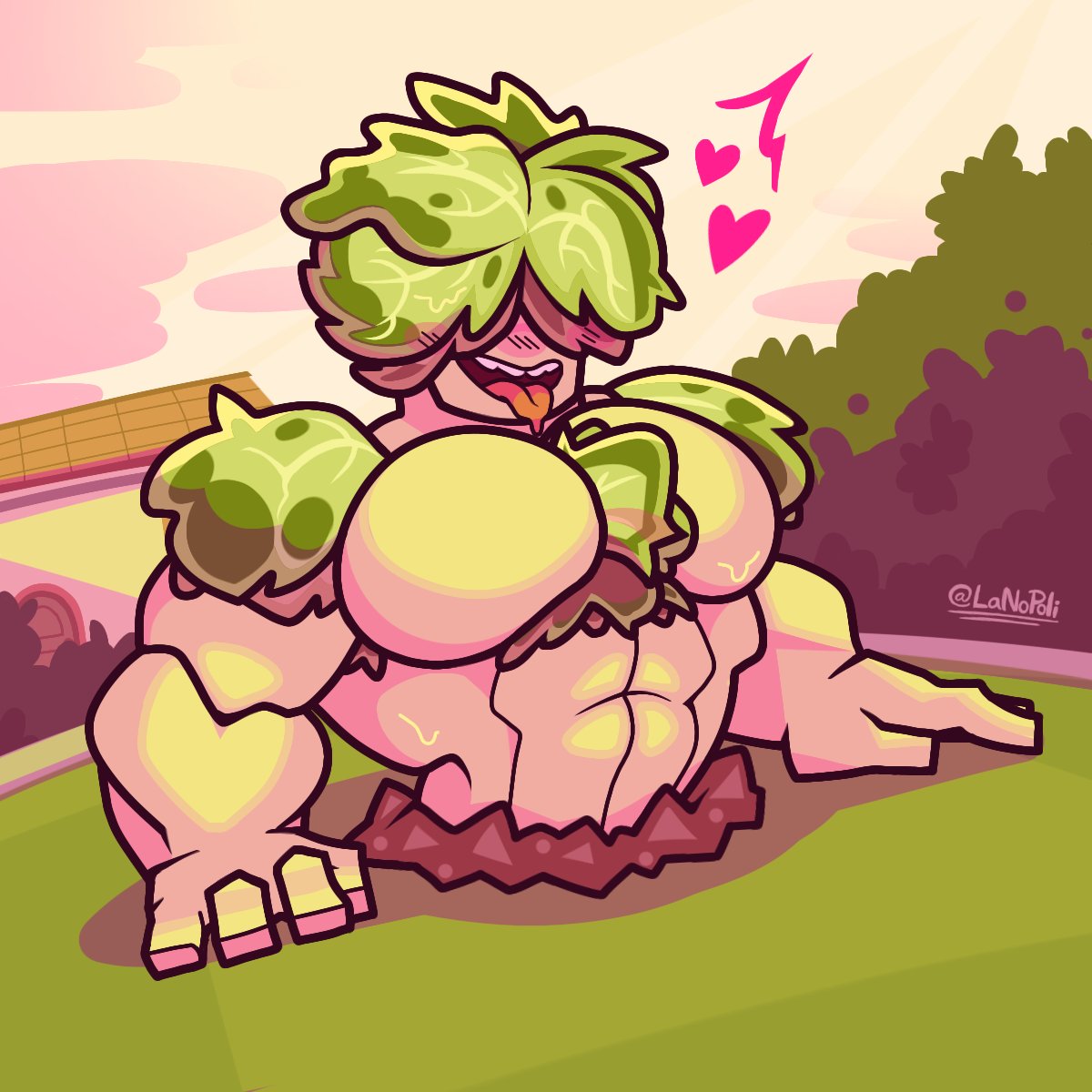 An animated character caught in a moment of pleasure