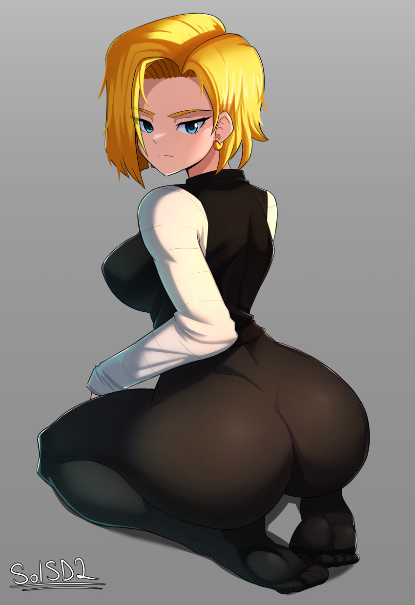 Rule 34 - 1girls Android 18 Ass Ass Focus Big Ass Big Breasts Blonde Hair  Blue Eyes Bottomwear Breasts Bubble Ass Bubble Butt Clothing Dat Ass Dragon  Ball Ear Piercing Earrings Feet