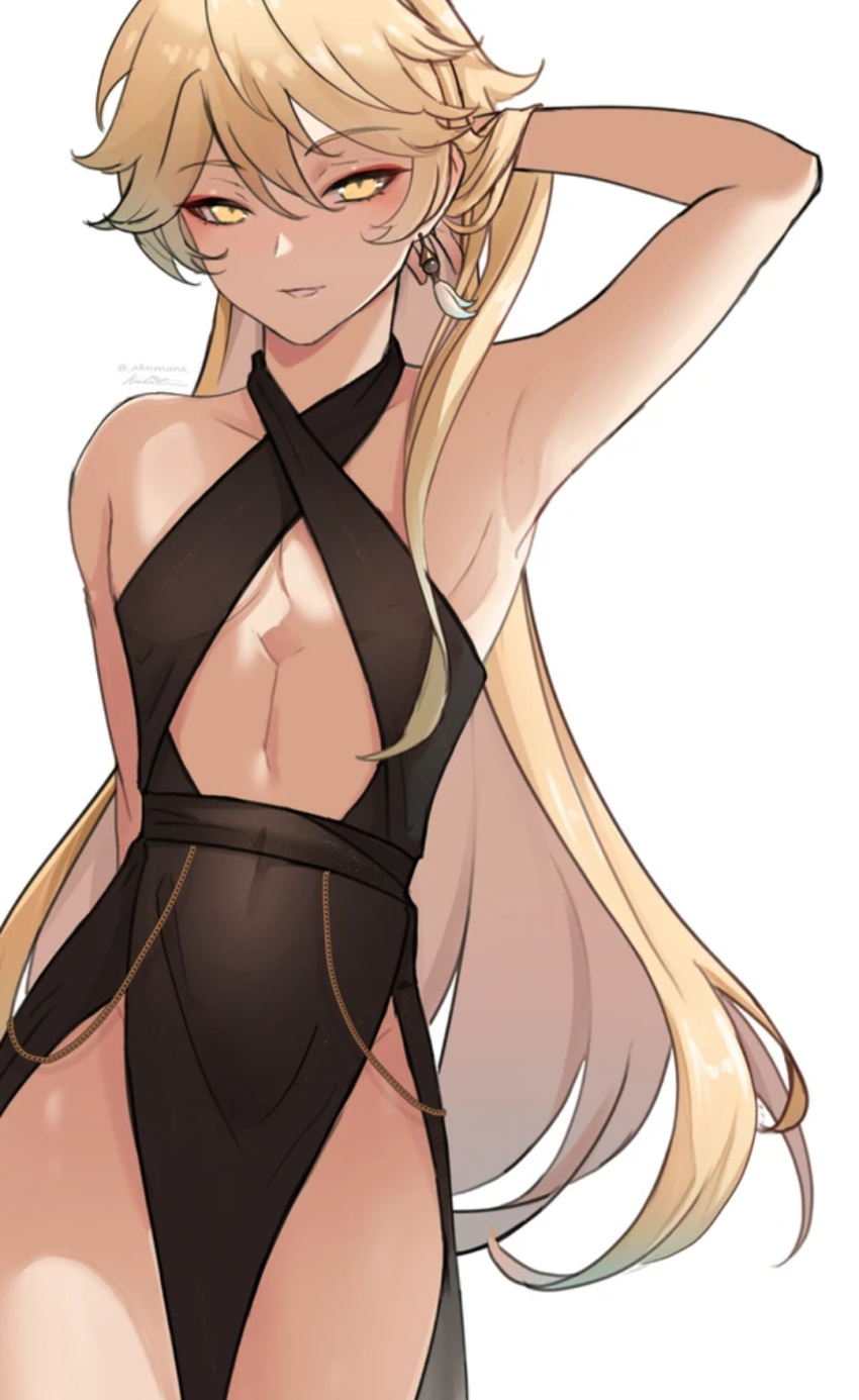 Rule 34 - Aether (genshin Impact) Black Dress Blonde Hair Crossdressing  Dress Femboy Genshin Impact Hoyoverse Long Hair Long Hair Male Looking At  Viewer Male In Dress Mihoyo Trap Twink Uke Aether