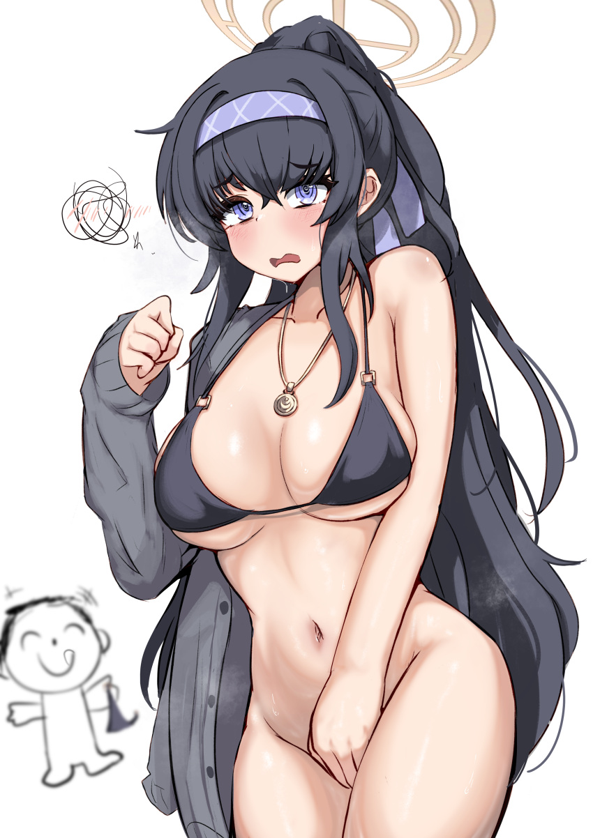 Rule 34 – 1girls 2023 belly big breasts black hair blue archive blue eyes blush bra breasts covering embarrassed hi res light-skinned female light skin long hair meepy741 (artist) necklace no panties nude sensei (blue archive) simple background smile solo standing swimsuit ui (blue archive) very long hair | 8331594