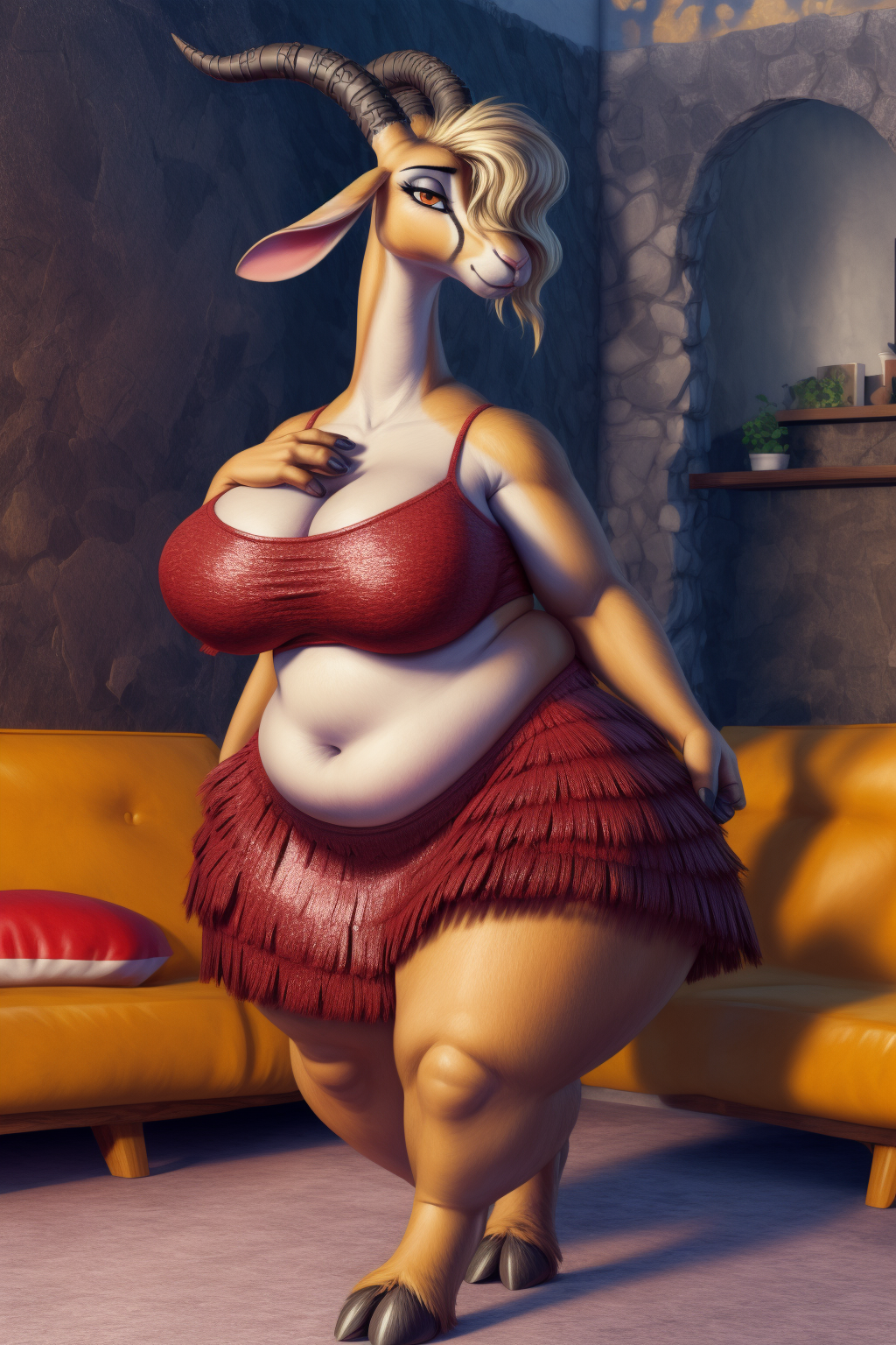 Disney Zootopia Gazelle Porn - Rule 34 - Ai Generated Amber Eyes Anthro Bbw Bedroom Black Horn Black Horns  Blonde Hair Chubby Cleavage Crop Top Curvaceous Curvy Disney Fur Furry Gazelle  Gazelle (zootopia) Gigantic Thighs Goat Goat