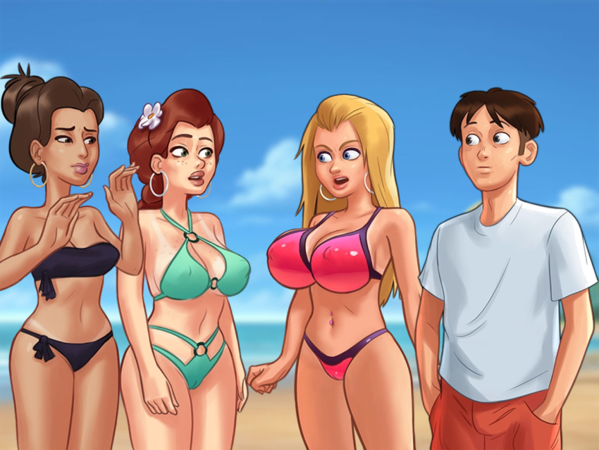 Rule 34 – 1boy 2d 3girls angry angry expression angry face beach becca (summertime saga) belly piercing big breasts bikini bikini top blonde hair blonde hair blue eyes bottomwear bra brown hair cameltoe cleavage clothed clothing cloud clouds darkcookie digital drawing (artwork) digital media (artwork) ear piercing earrings female female focus female only flower flower in hair freckles freckles on breasts freckles on chest freckles on face green eyes light-skinned female light-skinned male long hair looking at another looking at partner male male/female medium breasts missy (summertime saga) nipples nipples visible through clothing pale-skinned female pale skin panties petite petite body piercing piercings pussy lips red hair red hair roxxy (summertime saga) sand shirt shorts sky small breasts standing summertime saga surprised surprised expression tanline tanlines thick thighs thong thong bikini topwear | 8384941