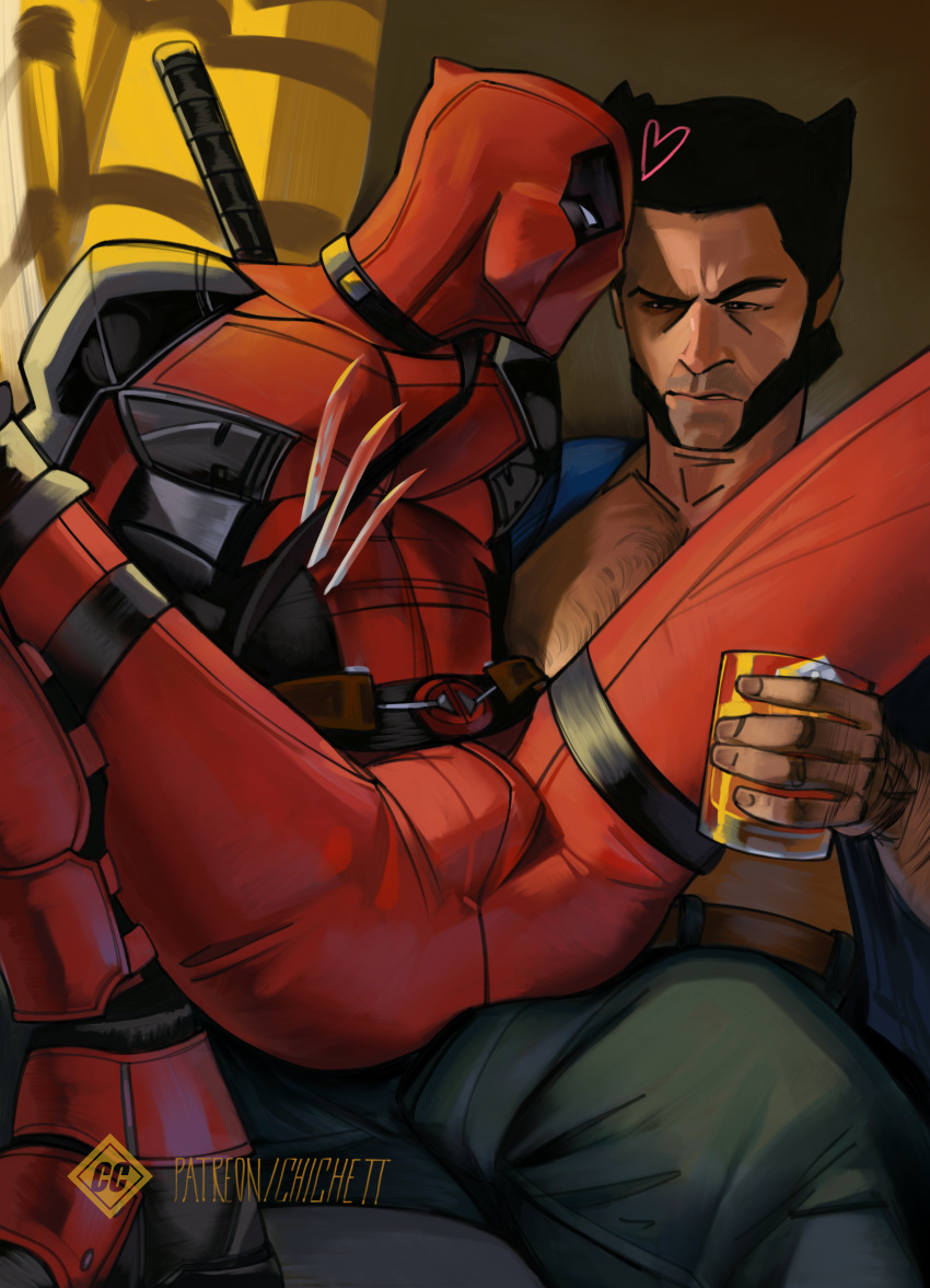 Rule 34 - 2boys Alcohol Bara Beard Blood Bulge Chest Hair Chichett Clothing  Color Costume Cuddling Deadpool Digital Media (artwork) Gay Gay Male Hairy  James Howlett Latex Marvel Molestation Muscular Rubbing Sitting