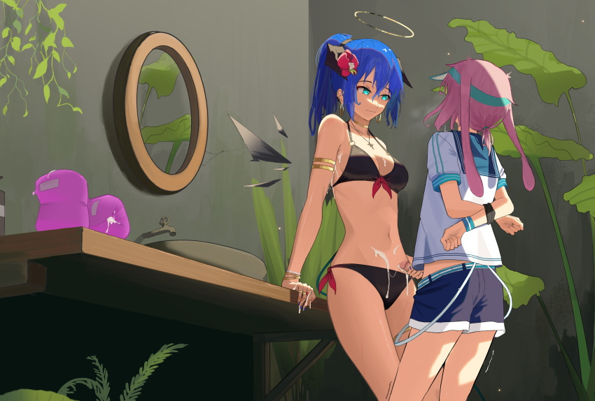 Rule 34 – 1boy absurdres animal ears ansel (arknights) ansel (casual vacation) (arknights) arknights artificial vagina bikini black bikini black gloves black shorts black wings blue eyes blue hair blue nails blue sailor collar bondage bondage bound bound arms breasts cleavage cum cum on body cum on breasts cum on stomach demon horns demon tail detached wings earrings energy wings feet out of frame female femdom fingerless gloves flower gloves hair flower hair ornament halterneck hand up handjob highres holding horns indoors jewelry long hair looking at another low ponytail medium breasts mirror mostima (arknights) northkiyou official alternate costume penis penis out pink hair plant ponytail rabbit ears red flower sailor collar sex toy shirt short hair shorts side-tie bikini bottom single glove sink smile soap dispenser standing straight string bikini swimsuit table tail thumb ring uncensored visor cap wet white shirt wings | 8475930