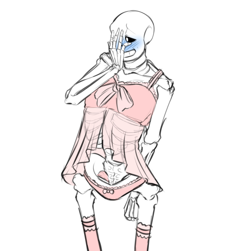 Rule 34 – 2010s animated skeleton blue blush blush bottom sans bow panties covering face crossdressing embarrassed gay hand covering face hand on face hand on own face lingerie looking away nightgown nsfwgarbagedump (artist) panties pink legwear pink nightgown pink panties pink stockings pink thighhighs sans sans (undertale) simple background skeleton solo stockings thighhighs uke sans undertail undertale undertale (series) underwear white background | 8398790