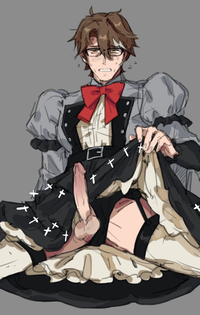 Rule 34 – bowtie brown hair dress dress lift embarrassed erection garter garter straps glasses honkai: star rail honkai (series) lifting skirt male only panties aside penis penis out welt yang (honkai: star rail) yellow eyes | 8558271
