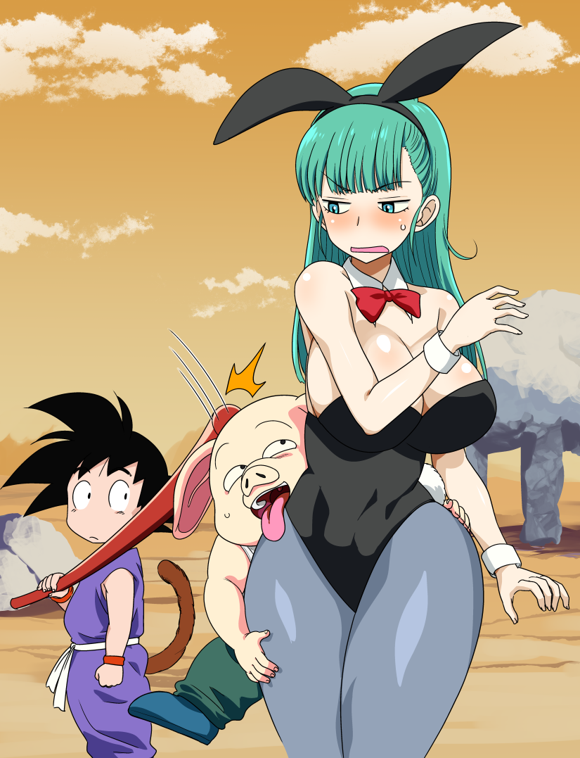 Rule 34 - Bulma Briefs Bunny Ears Dragon Ball Oolong Son Goku Son Goku  (young) Thick Thighs | 8596001