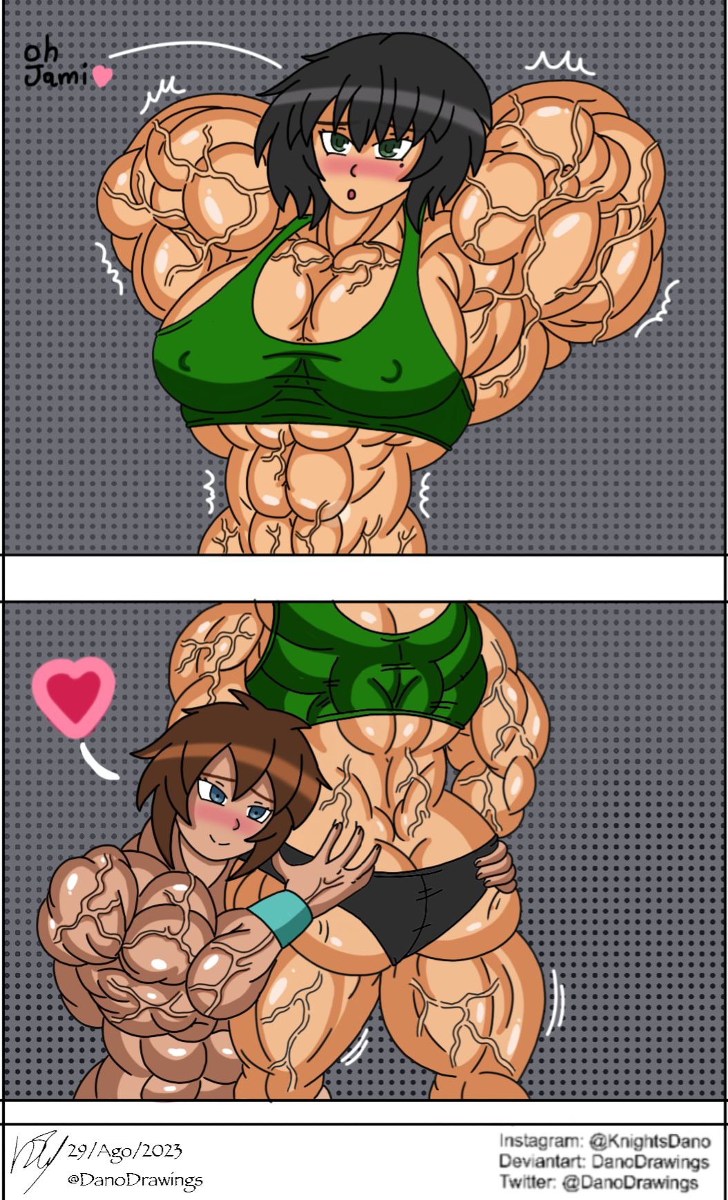 Rule Girls Abs Biceps Big Muscles Commission Danodrawings Dark Skinned Female Digital