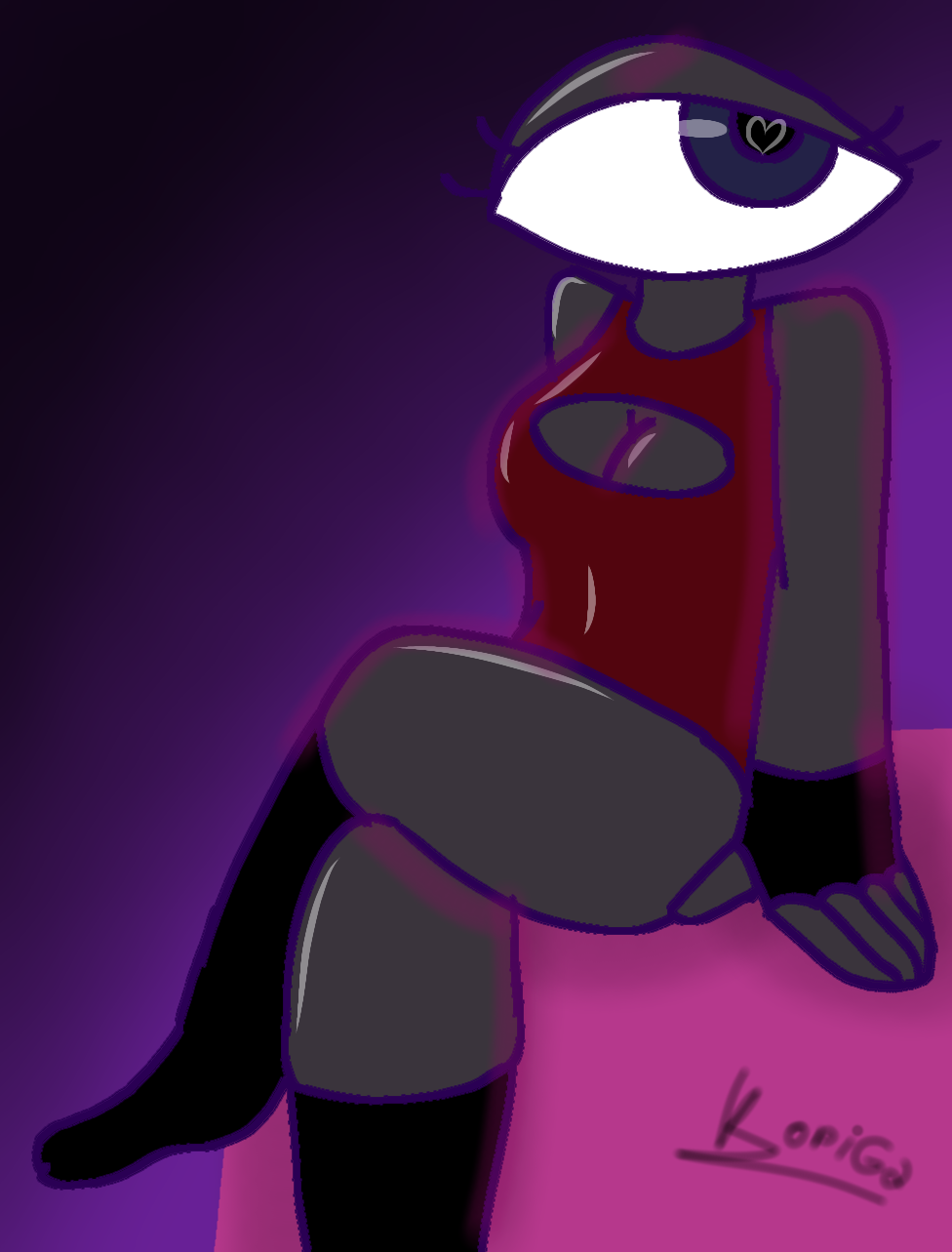 Rule 34 – 1girls big breasts black fingerless gloves black socks blue eyes dreamcore heart in eye leg over knee leg over leg leg over thigh no panties oc one eye purple background purple light purple lighting purple outline red suit sitting solo female weirdcore | 8668065