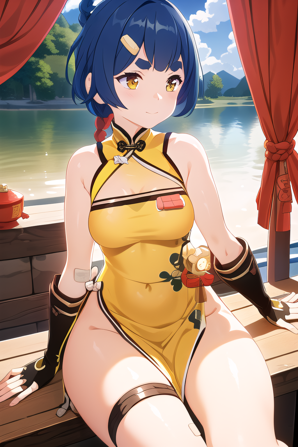 Rule 34 - 1girls Ai Generated Big Thighs Blue Hair Breasts Clothed Clothed  Female Clothing Female Genshin Impact Huge Thighs Large Thighs Powanpowan  Sitting Thick Thighs Thighs Voluptuous Xiangling (genshin Impact) Yellow