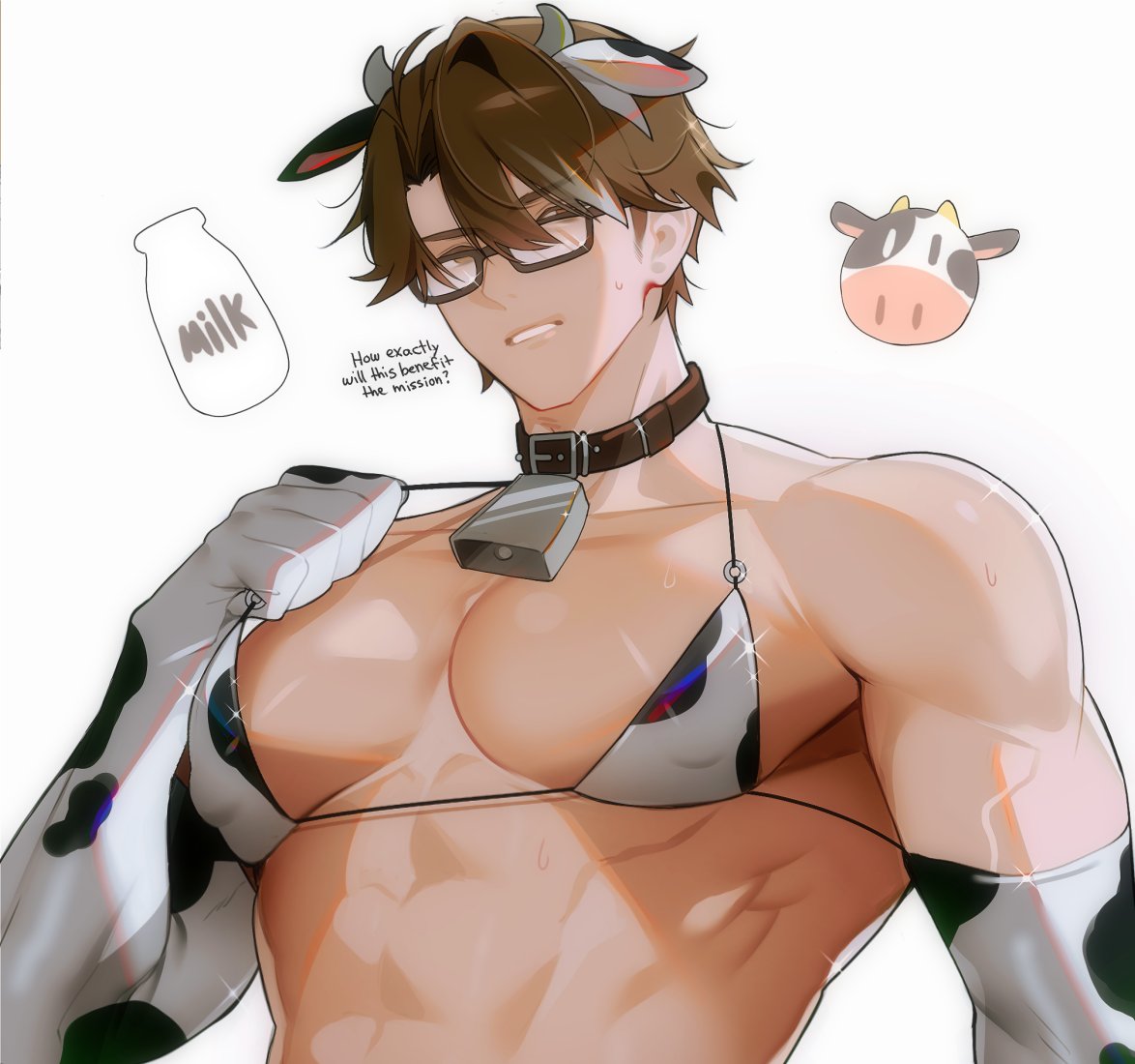 Rule 34 – 1boy abs cow bikini cow ears cow horns cow print armwear cow print bikini cowbell glasses honkai: star rail honkai (series) maemoooo male male only man boobs man tits muscular muscular male nipple bulge questioning solo solo male welt yang (honkai: star rail) yaoi | 7859113