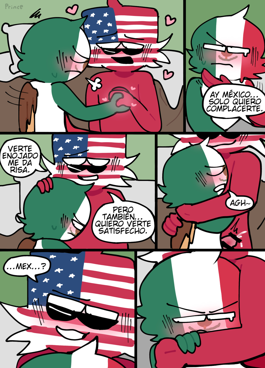 Rule 34 - 2boys Blush Comic Countryhumans Gay Male Male Only Mexico  (countryhumans) Princedoesstuff Red Body Red Skin Simple Spanish Text Text  United States Of America (countryhumans) Yaoi | 8694002