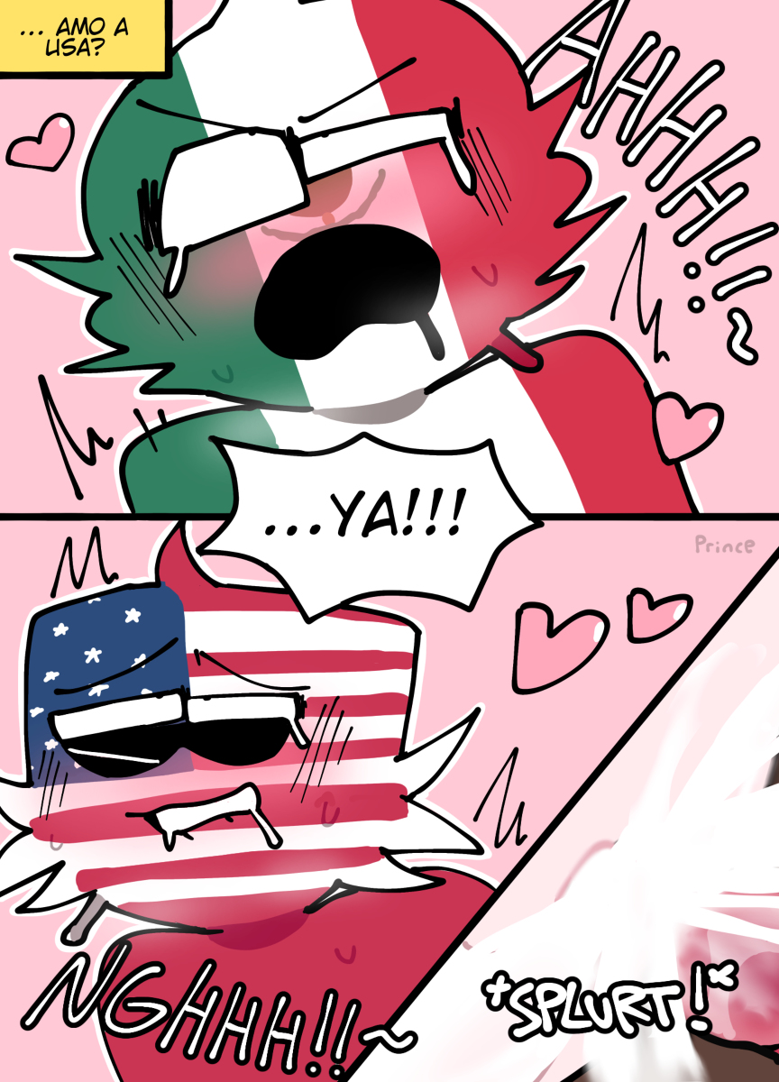 Rule 34 - 2boys Blush Countryhumans Male Male Only Mexico (countryhumans)  Princedoesstuff Red Body Red Skin Simple Spanish Text Text United States Of  America (countryhumans) Yaoi | 8693998