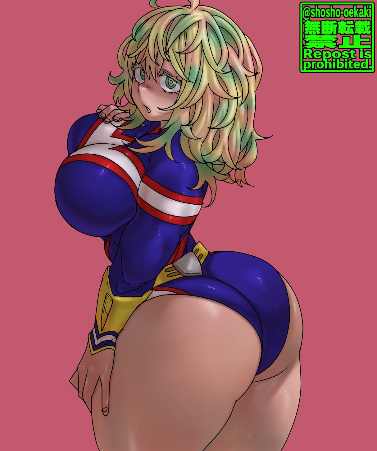 Rule 34 - 1girls All Might (cosplay) Ass Big Ass Big Butt Blue Leotard  Bubble Butt Dat Ass Fat Ass Female Female Only Hagakure Tooru (visible)  Large Ass Leotard Looking At Viewer