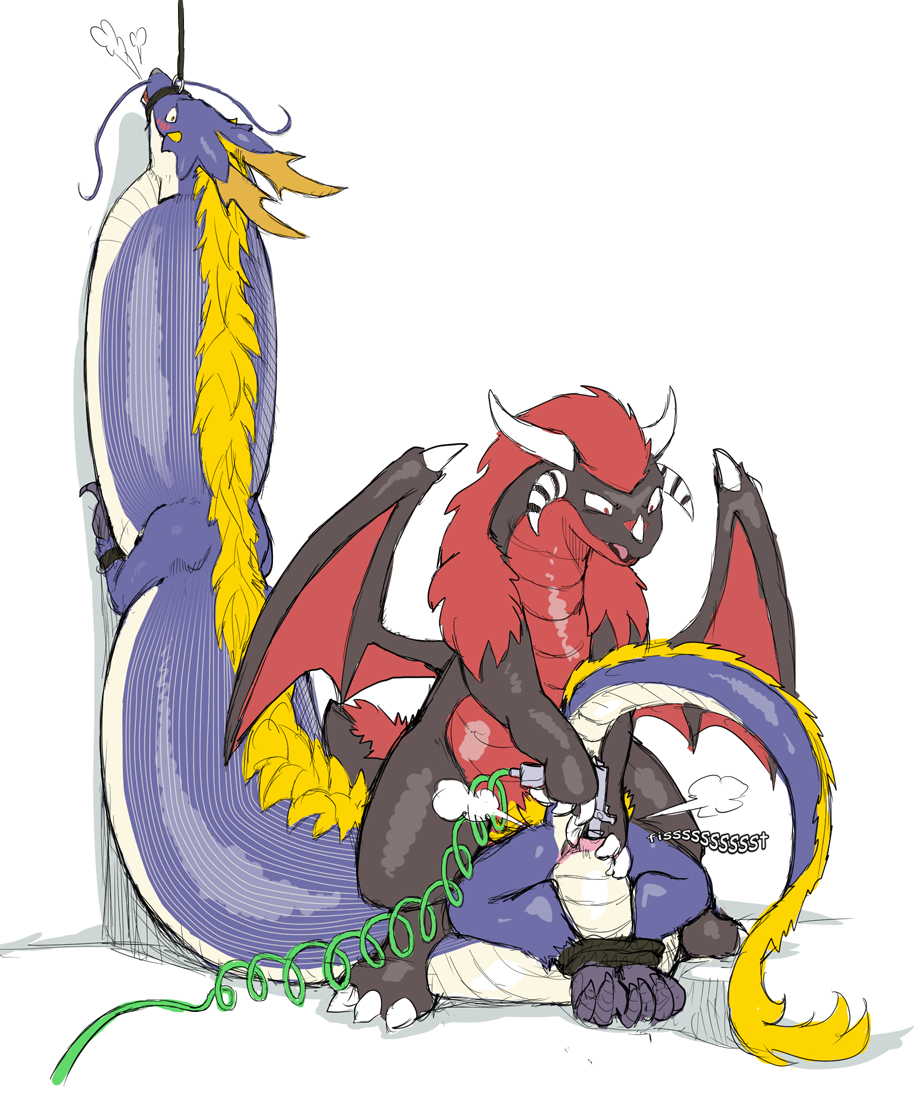 Rule 34 - Air Hose Air Inflation Anthro Cloacal Penetration Dragon Hose Inflation  Inflation Reptile Sadism The Guron | 3635196