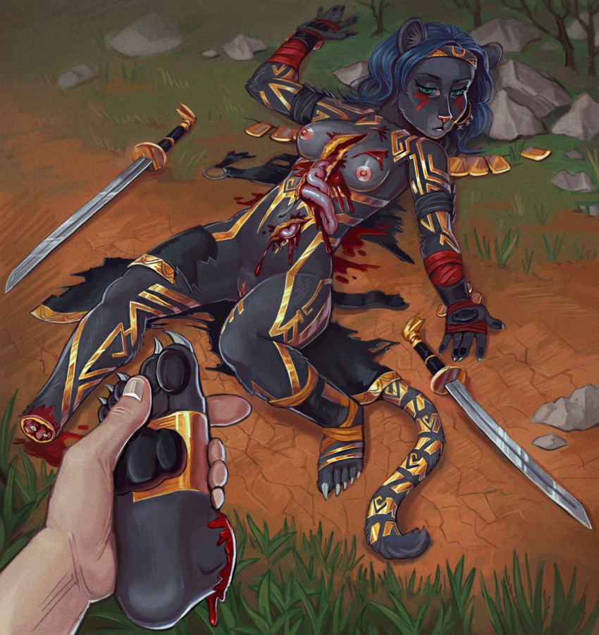 Rule 34 – 5 fingers 5 toes accessory anatomy anthro arm wraps athletic athletic anthro athletic female blood blood pool blue hair bodily fluids breasts claws clothing corpse cut (wound) death defeated disembowelment dismemberment duo ear piercing facial piercing fatal wound feet felid female feverchilll fingers foot fetish foot grab genitals gold (metal) gore green eyes guts gutted hair headband hi res intestines jewelry lipstick makeup mammal melee weapon mutilation nadia (diditforgold) navel necklace nipples nose piercing nude organs pantherine pawpads piercing pussy ryona severed foot snuff sword tattoo toes torn clothing wakizashi weapon wraps | 8131832