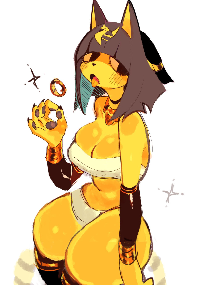 Rule 34 - Animal Crossing Ankha Anthro Blank Background Blue Hair Blue Hair  Female Breasts Cat Ears Cat Girl Cat Humanoid Cat Tail Catgirl Choker  Cleavage Egyptian Egyptian Cat Egyptian Clothes Egyptian