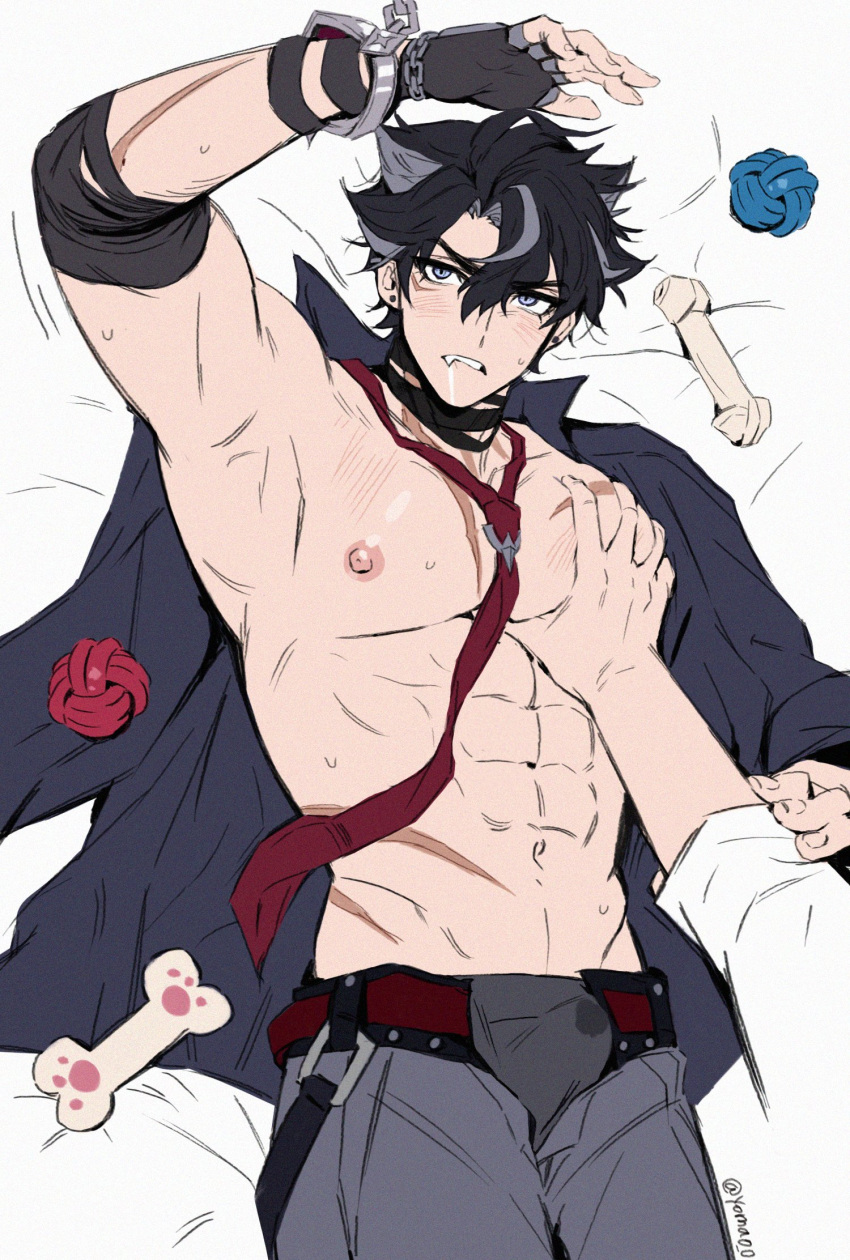 Rule 34 - 1boy Abs Biting Lip Blush Bulge Through Clothing Chained Genshin  Impact Groping Breasts Hard On Muscles Precum Through Clothing Scars Solo  Focus Stained Underwear Teeth Showing Wriothesley (genshin Impact)