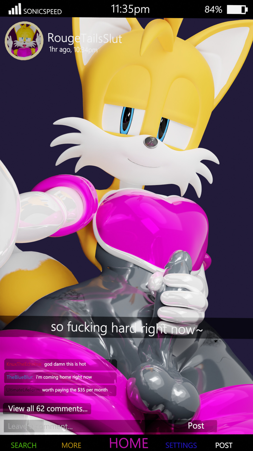 Rule 34 - Blender Blender Cycles Comments Crossdressing Eggsaladsandwich  Femboy Fox Latex Latex Clothing Latex Gloves Latex Legwear Latex Suit Male  Masturbation Onlyfans Phone Screen Phone View Solo Sonic (series) Sonic The