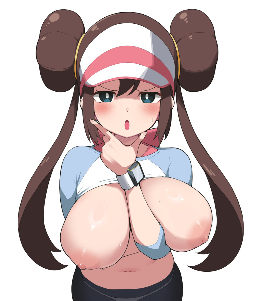 Rule 34 – :o blue eyes blush breasts brown hair double bun female hair bun hand on own chin hat highres large breasts long hair looking at viewer navel nipples open mouth panties panties under pantyhose pantyhose pokemon pokemon (game) pokemon bw2 pokemon masters ex rosa (pokemon) simple background solo stroking own chin twintails underwear visor cap white background yabai gorilla | 8669795