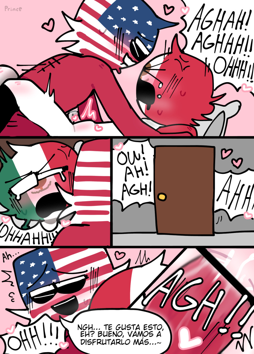 Rule 34 - 2boys Blush Comic Countryhumans Gay Male Male Only Mexico ( countryhumans) Princedoesstuff Red Body Red Skin Simple Spanish Text Text  United States Of America (countryhumans) Yaoi | 8693988