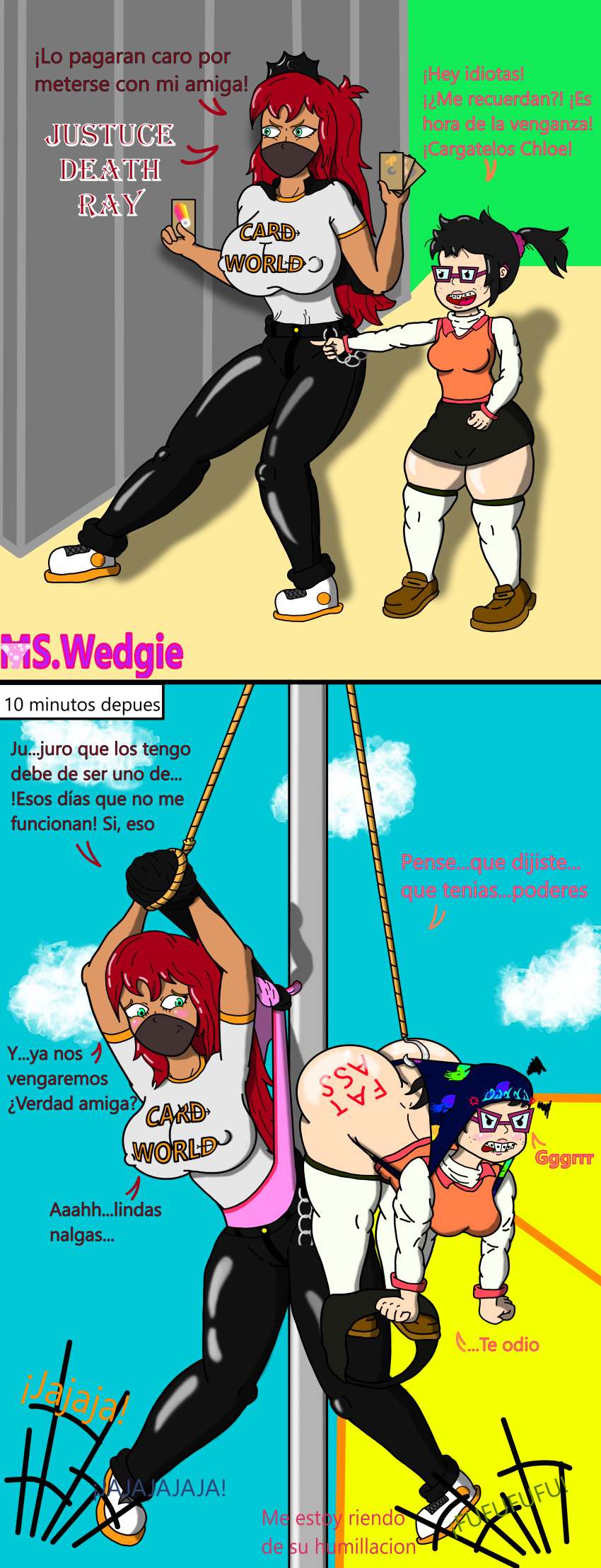 Rule 34 - Atomic Wedgie Big Ass Big Teeth Black Hair Braces Brown Skin  Chloe (mswedgie) Chuunibyou Comic Deep Wedgie Dialogue Dyed Hair Flag Pole  Glasses Hands Tied Above Head Hanging Wedgie